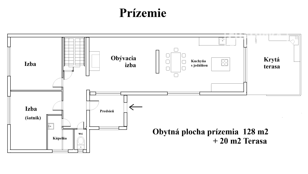 RD (5+1, 230 m2 obytná plocha) + 3 terasy, 2-garáž, Trenčianske Stankovce